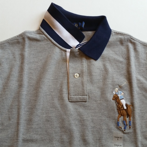 NEW Men Ralph Lauren Polo Shirt Heather Gray - Picture 3 of 5